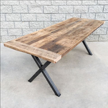 Industrial Style Reclaimed Wood And Steel Dining Table Or Desk 1 small