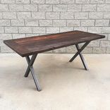 Industrial Style Reclaimed Wood And Steel Dining Table Or Desk 2 small