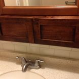 Small Wooden Shelf/Cabinet For Above Bathroom Sink. 1 small