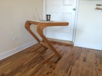 Small Mid Century Modern Style Reclaimed Red Oak Cantilever Desk 3 small