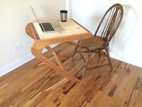 Small Mid Century Modern Style Reclaimed Red Oak Cantilever Desk 4 small