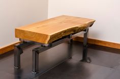 Live Edge Cedar Slab Coffee Table On Industrial Steel Base 1 small