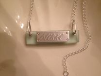 Lucite Necklace Nameplate With Silver Plate Personalizled Nameplate 1 small