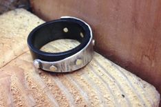 Black Acrylic And Metal Men's Rings 4 small