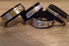 Black Acrylic And Metal Men's Rings 1 small