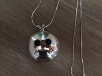 Denise's Silver Smiley Face Pendant W/Shadowbox Eyes-Smile 2 small