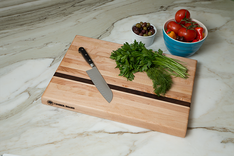 Maple Cutting Board With Offset Walnut Stripe, Edge Grain 4 small