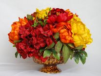 Orange And Yellow Fall Silk Floral Centerpiece 1 small
