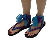 Sensationwear Custom Scarf Ankle Tie Flip Flops For Women 5 small