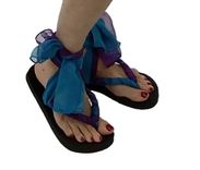 Sensationwear Custom Scarf Ankle Tie Flip Flops For Women 2 small