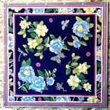 Adrienne Landau Studio Navy Floral Insect Silk Scarf Framed Art 1 small