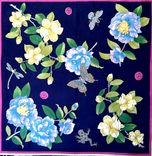 Adrienne Landau Studio Navy Floral Insect Silk Scarf Framed Art 4 small