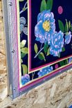 Adrienne Landau Studio Navy Floral Insect Silk Scarf Framed Art 7 small