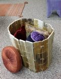 Pallet Wood Round Bin Hand Knotted With Rope Twine 4 small