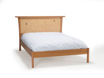 Queen Bed Frame, Wood Headboard, Platform Bed, Handmade, Cherry, Curly Maple, Inlay, Bedroom 1 small