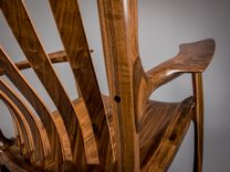 Walnut & Quilted Maple Handshake Rocking Chair 3 small