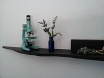 Live Edge Floating Shelf In Ebonized Oak 54" 6 small