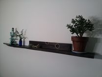 Live Edge Floating Shelf In Ebonized Oak 54" 1 small