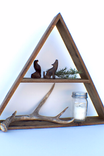 Geometric Reclaimed Wood Double Shelf - Large 2-Shelf Triangle - Dark Walnut 2 small