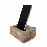 Reclaimed Solid Oak Iphone Charging Dock - Raw, Aged Oak 4 small