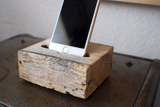 Reclaimed Solid Oak Iphone Charging Dock - Raw, Aged Oak 2 small