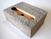 Reclaimed Solid Oak Iphone Charging Dock - Raw, Aged Oak 5 small