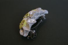 Barrette French Style Pearl White Yellow Wedding Jonquil, Daffodile, Naricissus Flower 3 small