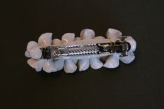 Barrette French Style Pearl White Yellow Wedding Jonquil, Daffodile, Naricissus Flower 6 small