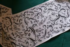 Hand Drawn Custom Mens Black Gray Monogram Initial Name Hobby White Scarf 3 small