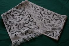 Hand Drawn Custom Mens Black Gray Monogram Initial Name Hobby White Scarf 4 small