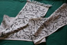 Hand Drawn Custom Mens Black Gray Monogram Initial Name Hobby White Scarf 5 small