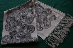 Hand Drawn Custom Womens Black Gray Monogram Initial Name Hobby White Scarf 2 small