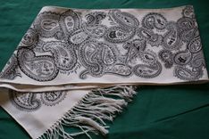 Hand Drawn Custom Womens Black Gray Monogram Initial Name Hobby White Scarf 3 small