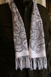 Hand Drawn Custom Womens Black Gray Monogram Initial Name Hobby White Scarf 6 small