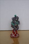 Hand Sculpted Polymer Figurine Of Circus Elephant In Teal On Unicycle 1 small