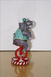 Hand Sculpted Polymer Figurine Of Circus Elephant In Teal On Unicycle 2 small