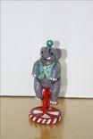 Hand Sculpted Polymer Figurine Of Circus Elephant In Teal On Unicycle 3 small