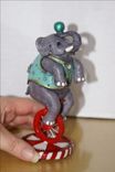 Hand Sculpted Polymer Figurine Of Circus Elephant In Teal On Unicycle 6 small