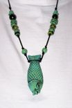 Necklace Kayla Fish, Hand Sculpted Green/Blue 2 Sided Female Face 1 small