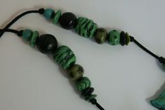 Necklace Kayla Fish, Hand Sculpted Green/Blue 2 Sided Female Face 2 small