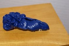 Barrette, Hand Sculpted Solid Navy Blue Polymer Flower Leaves 3 small