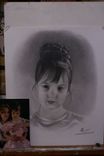 Portrait Graphite Hand Drawn Custom Young Girl, Child, Daughter 1 small