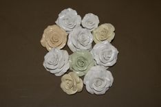 Brooch Wedding Bridal Rose Bouquet Vintage Pastel Colors Hand Formed 10 Assorted Size & Color 2 small