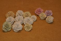 Brooch Wedding Bridal Rose Bouquet Vintage Pastel Colors Hand Formed 10 Assorted Size & Color 4 small