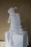 Sculpture Of Young Girl Sitting On Cube, Nude Draped In Fabric 1 small