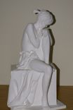Sculpture Of Young Girl Sitting On Cube, Nude Draped In Fabric 2 small