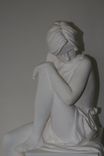 Sculpture Of Young Girl Sitting On Cube, Nude Draped In Fabric 5 small