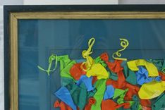 Party Explosion, Mixed Media Balloon, Framed, Mat Wall Art 32.5 2 small