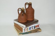 Wheel Hand Pulled, Red Clay, Glazed Top, Decorative, Breathable, 2 Jugs W Corks 1 small