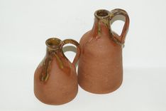 Wheel Hand Pulled, Red Clay, Glazed Top, Decorative, Breathable, 2 Jugs W Corks 4 small